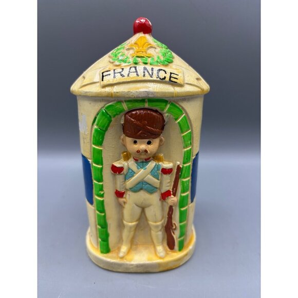Vtg Earl Bernard Chalkware French Soldier Guard Bank Coin Slot Japan - Picture 1 of 7